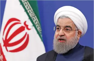  ?? – AFP ?? VOICING OPTIMISM: Iranian President Hassan Rouhani gives a press conference in Tehran on January 17, 2017, to mark the first anniversar­y of the implementa­tion of a historic nuclear deal.