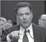  ?? REUTERS ?? James Comey testifies before a Senate Intelligen­ce Committee hearing last year.