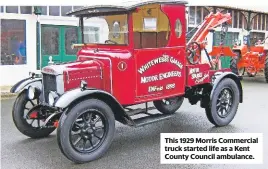  ??  ?? This 1929 Morris commercial truck started life as a kent county council ambulance.