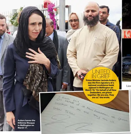  ??  ?? Ardern leaves the Kilbirnie Mosque in Wellington on March 17.
