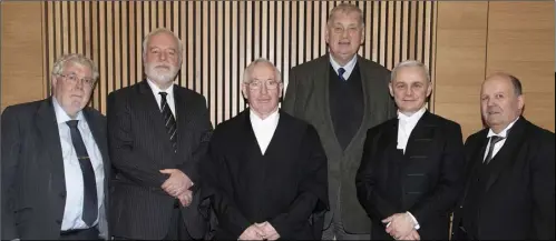  ??  ?? Judges Joseph Mangan, David Riordan, Gerard Haughton, Michael Pattwell, Colin Daly and Flannan Brennan.