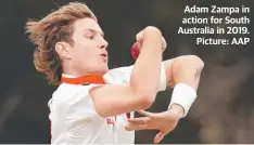  ?? Picture: AAP ?? Adam Zampa in action for South Australia in 2019.