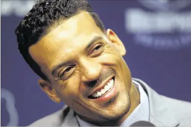  ?? PHOTOS BY NIKKI BOERTMAN/THE COMMERCIAL APPEAL ?? New Grizzly Matt Barnes seemed happy to be in Memphis as he was introduced on July 28. He played for the rival Los Angeles Clippers last year.