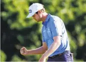  ?? CLIFF HAWKINS GETTY IMAGES ?? Harris English reacts after making a birdie putt on the 18th in a playoff to defeat Joaquin Niemann.