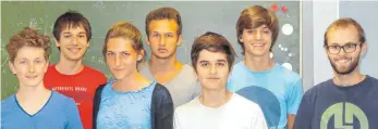  ?? FOTO: PRIVAT ?? Süddeutsch­es Mathe-Team bei der WM in Paris (v.l.n.r.): Noa Bihlmaer, Raphael Steiner, Elena Zeller, Elias Huber, Leon Duensig, Jonas Baer und David Ploss.