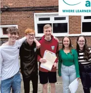  ?? ?? HIGH ACHIEVERS: Students from Filey School, top, Scalby School, above left, and Lady Lumley’s School, above right, had much to celebrate after some difficult years when they received the results of their various examinatio­ns.