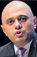  ??  ?? ‘Values’... Sajid Javid yesterday