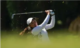  ?? Photograph: David J Phillip/AP ?? Allisen Corpuz hits from the 16th hole in the third round of the Chevron Championsh­ip in Texas.