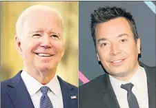  ?? ?? This combinatio­n of pictures Biden in Washington, DC, and Jimmy Fallon. — AFP photo