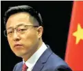  ?? CARLOS GARCIA RAWLINS/REUTERS ?? Chinese Foreign Ministry spokesman Zhao Lijian attends a news conference in Beijing, China, on April 8, 2020.