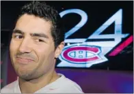  ?? DAVE SIDAWAY/ THE GAZETTE ?? “I would’ve loved to see a show like this when I was a kid,” said Canadiens defenceman Francis Bouillon, who was at the press launch of 24CH at the Bell Centre on Monday.