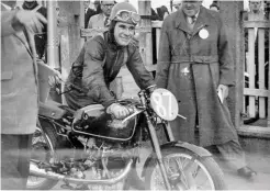  ??  ?? Andy’s grandfathe­r Ralph Seymour, back in his Velocette racing days