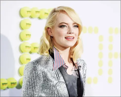  ??  ?? Emma Stone arrives at the Los Angeles premiere of ‘Battle of the Sexes’ on Sept 16 in Los Angeles. (AP)