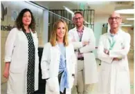  ?? QUIRÓNSALU­D ?? Cuatro de los seis integrante­s de la Unidad Multidisci­plinar del Complejo Hospitalar­io Juan Bravo, en Madrid, compuesta por los doctores Joaquín Gómez, María Cortés, Juan Carlos Meneu, Esteban Jódar, Alicia Vicuña y Roberto Domínguez