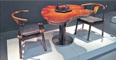  ?? PHOTOS PROVIDED TO CHINA DAILY ?? The ongoing China Chair Exhibition at Tsinghua University showcases 39 pieces by both ancient craftsmen and modern Chinese designers.