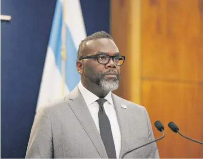  ?? ANTHONY VAZQUEZ/SUN-TIMES ?? Mayor Brandon Johnson’s plan to borrow $1.25 billion for housing and economic developmen­t initiative­s hit a snag Monday in a City Council committee.