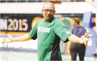  ??  ?? D’Tigers Head Coach, Scot Nnaji gestures during a match