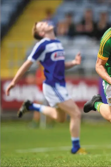  ??  ?? McCormack celebrates after scoring Meath’s third goal during the Electric Ireland Leinster Minor Football