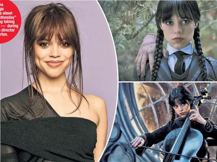  ?? ?? Jenna Ortega opened up about filming “Wednesday” — including taking cello lessons — during a Q&A with director Tim Burton.