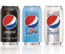 ?? PepsiCo ?? This image provided by PepsiCo shows, from left, Pepsi Zero Sugar, Diet Pepsi Classic Sweetener Blend and Diet Pepsi. PepsiCo says it will offer Diet Pepsi Classic Sweetener Blend made with aspartame starting in September.