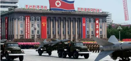  ?? AFP ?? NORTH Korea displays its long-range missiles during a military parade past Kim Il-sung square to mark the 60th anniversar­y of the Korean War armistice in Pyongyang on July 27.