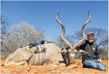  ??  ?? This kudu bull covered 145m after being shot and then collapsed, dying quickly.