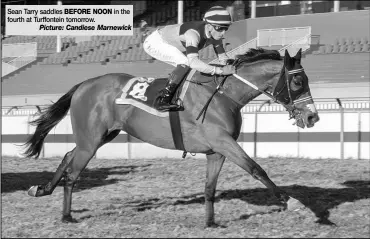  ?? Picture: Candiese Marnewick ?? Sean Tarry saddles BEFORE NOON in the fourth at Turffontei­n tomorrow.