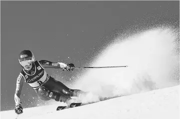  ??  ?? US’ Mikaela Shiffrin competes during the first run of the FIS Alpine Women’s World Cup Giant Slalom on December 19, 2017 in Courchevel, French Alps. - AFP photo