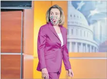  ?? Picture: AP ?? Speaker of the House Nancy Pelosi holds a news conference on the day after violent protesters loyal to President Donald Trump stormed the US Congress at the Capitol in Washington on Thursday, January 7, 2021.