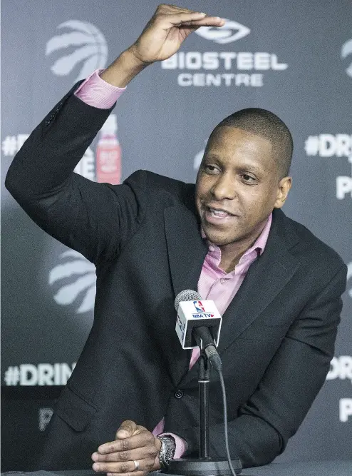  ?? CRAIG ROBERTSON / POSTMEDIA NEWS ?? Raptors president Masai Ujiri says “we have to figure out how we can win in the playoffs. That’s the goal.”
