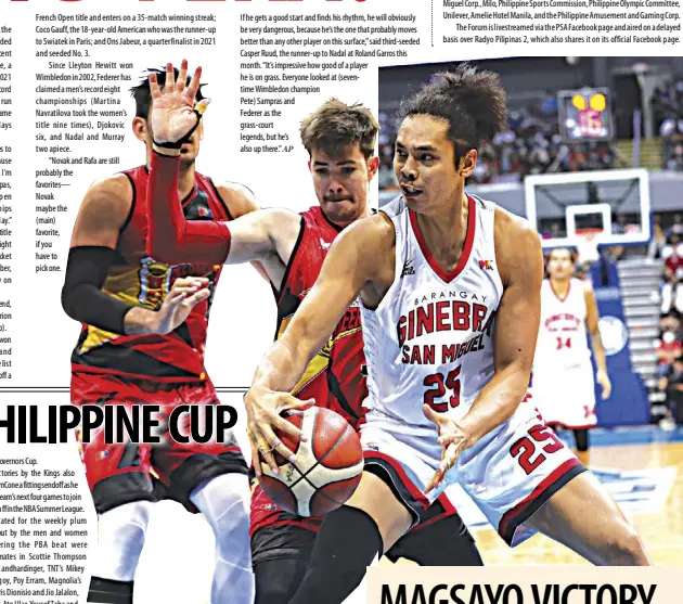  ?? ?? BARANGAY Ginebra San Miguel’s Japeth Aguilar is named Player of the Week.