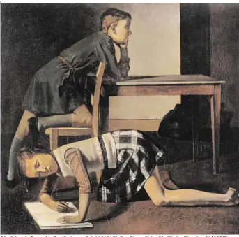  ??  ?? Ähnlicher Aufbau wie „Das Patience-Spiel“(1943): Das Ölgemälde „Die Kinder Blanchard“(1937)