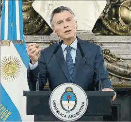  ?? HO / AFP ?? Macri, con semblante serio, expone la gravedad de la crisis