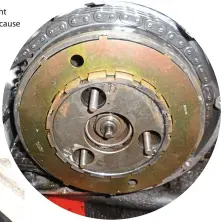  ??  ?? Liberating the clutch centre nut – and indeed the crankshaft’s nut – requires a special tool. This is that tool. RealExpert­s of course make their own using two old plates and skill. There is an obvious flaw in this process