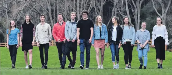  ?? PHOTO PETER MCINTOSH ?? Talent of tomorrow . . . A mixture of year 1 and year 2 Otago Academy of Sport students (from left) Zoe Thomas, Eva Hofmans, Sam Bremer, Jack McLaughlan, Riley Hall, Anton Schroder, Cecilia Crooks, Lucy Matehaere, Kate Campbell, Hanri de Bruin and Olivia Gold at the University Oval last night.