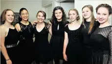  ??  ?? Ready to hit the stage at the Droughtbus­ter concert are Glennie students (from left) Molly Parker, Sarah Sellars, Eliza Kitchener, Charlotte Gehrmann, Isabel Bracey, Hannah Gardiner and Alexandra Stewart.
