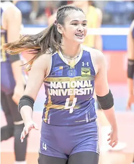  ?? PHOTOGRAPH COURTESY OF UAAP ?? BELLA Belen and the NU Lady Bulldogs brace for the UST Tigresses’ challenge when they kick off their best-of-three title series on Saturday at the Smart Araneta Coliseum.