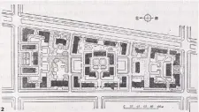  ??  ?? 图 1 西安市西郊工人住宅区­修建规划设计总图图 2 莫斯科柳勃利诺城低层­街坊建筑平面图