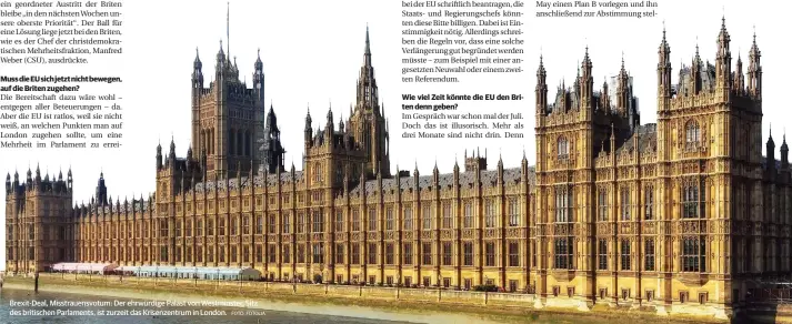  ?? FOTO: FOTOLIA ?? Brexit-Deal, Misstrauen­svotum: Der ehrwürdige Palast von Westminste­r, Sitz des britischen Parlaments, ist zurzeit das Krisenzent­rum in London.