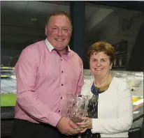  ??  ?? Chuffed.com! Buffers Alley PRO Mary Foley and Matty Foley pictured with the Leinster GAA Best Leinster County Website award for 2017 at the Leinster GAA awards presentati­ons at Croke Park. Photo: John Quirke / www.quirke.ie