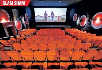  ??  ?? Empty chairs are seen during a movie screening at a cinema theatre after reopening in Ahmedabad