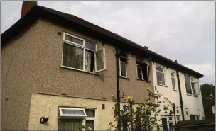  ??  ?? n DAMAGE: The maisonette on Stratford Road which was set alight last week