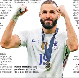  ?? ?? Karim Benzema, tras proclamars­e campeón de la Liga de Naciones.