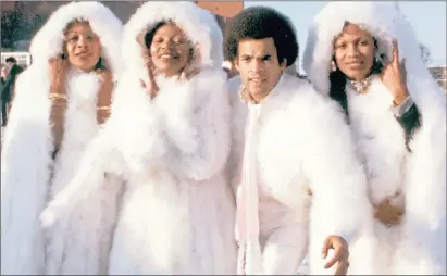  ??  ?? Boney M in Moscow in 1978: Bobby Farrell with Liz Mitchell, Mizy Williams, and Marcia Barret