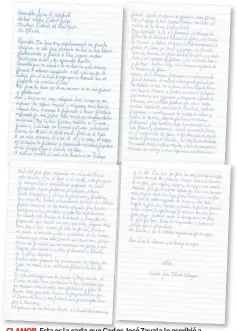  ??  ?? CLAMOR. Esta es la carta que Carlos José Zavala le escribió a la jueza Lorna Schofield, la cual leyeron en la audiencia de sentencia.