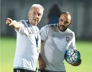  ?? UAE FA ?? Alberto Zaccheroni, left, has mostly only seen the UAE perform during training and in friendlies, so the Gulf Cup may turn out to be an eye-opener for him