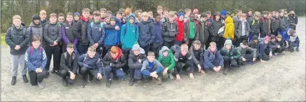  ?? ?? First years ready for the annual hike in the Ballyhoura­s.