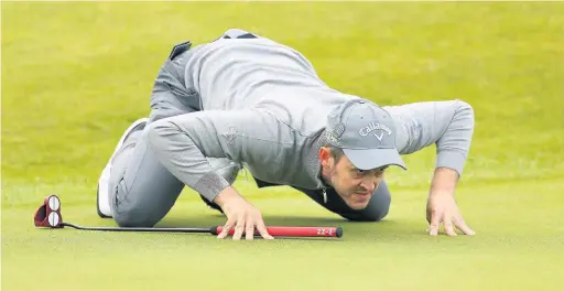  ?? RICHARD SELLERS ?? Aberdare’s Stuart Manley on the fourth green during day one of The Open Championsh­ip 2017 at Royal Birkdale Golf Club, Southport