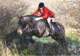  ??  ?? Field master and local farmer Warwick Bailey jumps a hedge