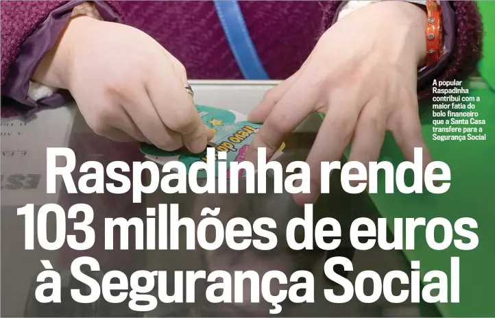  ??  ?? A popular Raspadinha contribui com a maior fatia do bolo financeiro que a Santa Casa transfere para a Segurança Social